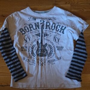 Ruum White and Black 'Born to Rock' Long Sleeve Tee